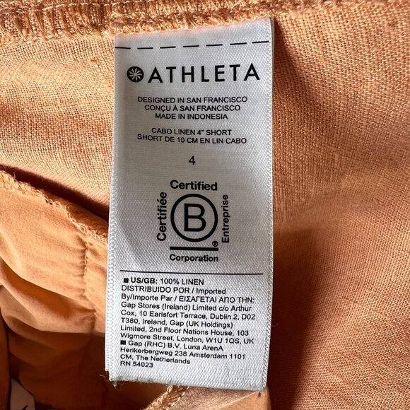 Athleta Shorts Womens Size 4 Peach Cabo 100% Linen Breathable Lightweight - Picture 15 of 16